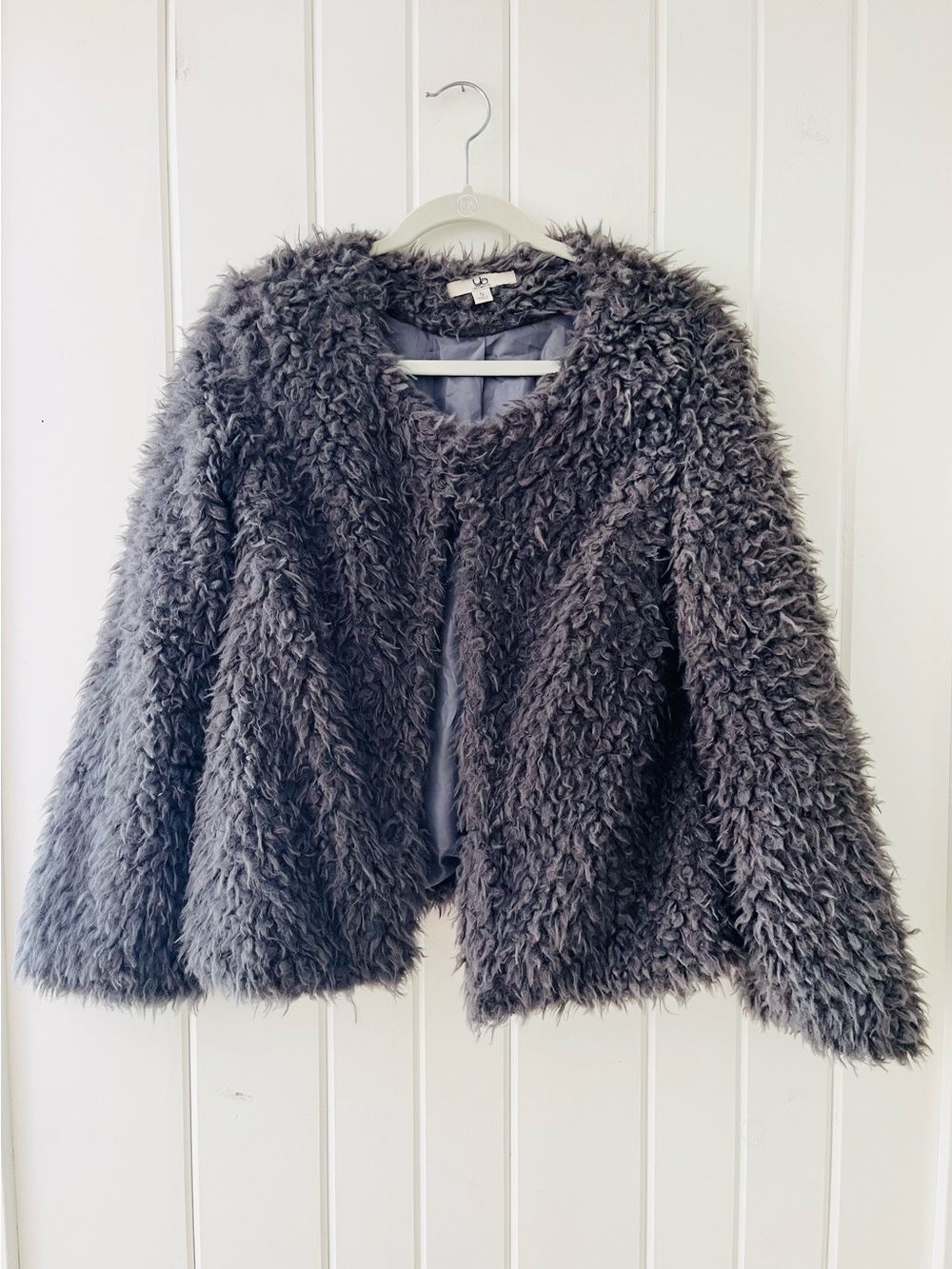 Ya Los Angeles Faux Fur Shag Coat - Gray, Sz S (P2P 18”)
